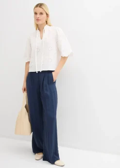 bonprix Blouse courte à broderies anglaises|Femme Chemisiers