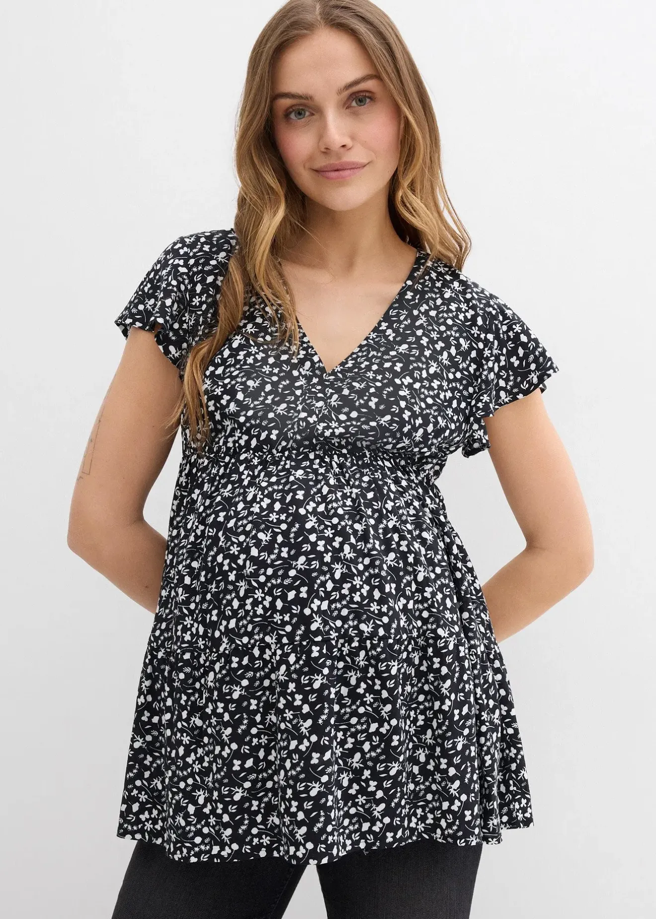 Femme bonprix Femme Enceinte|Blouse de grossesse et d'allaitement en viscose fluide