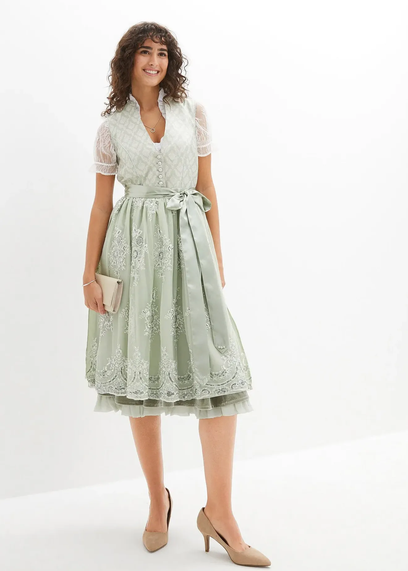 bonprix Blouse Dirndl avec manches en dentelle|Femme Chemisiers