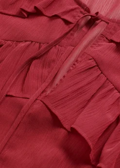 bonprix Blouse en crêpe à volants|Femme Chemisiers