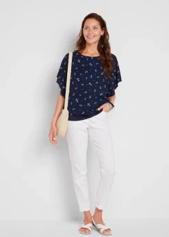 bonprix Blouse en georgette, manches courtes|Femme Chemisiers