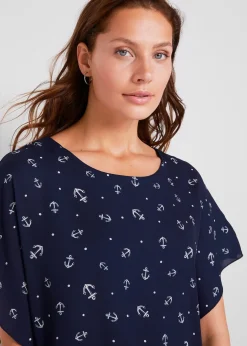 bonprix Blouse en georgette, manches courtes|Femme Chemisiers