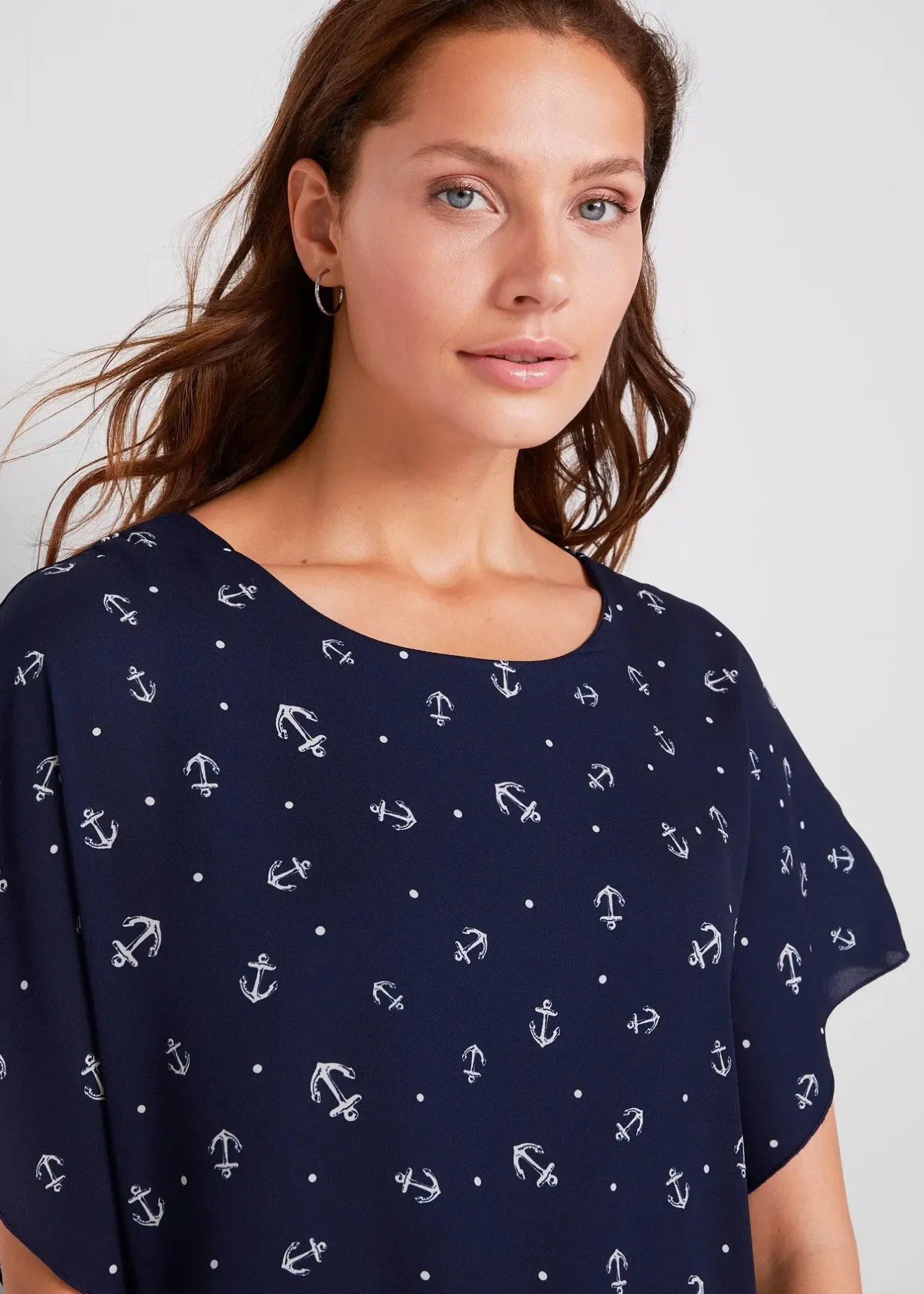bonprix Blouse en georgette, manches courtes|Femme Chemisiers