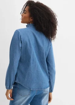 Femme bonprix Chemisiers|Blouse en jean à finitions volantées
