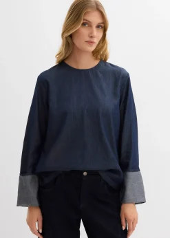 bonprix Blouse en jean à manches amples|Femme Chemisiers