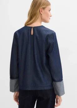 bonprix Blouse en jean à manches amples|Femme Chemisiers