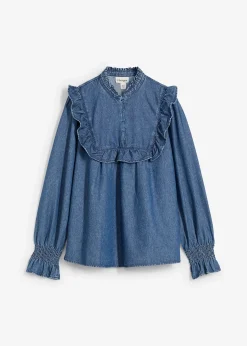 Femme bonprix Chemisiers|Blouse en jean à volants
