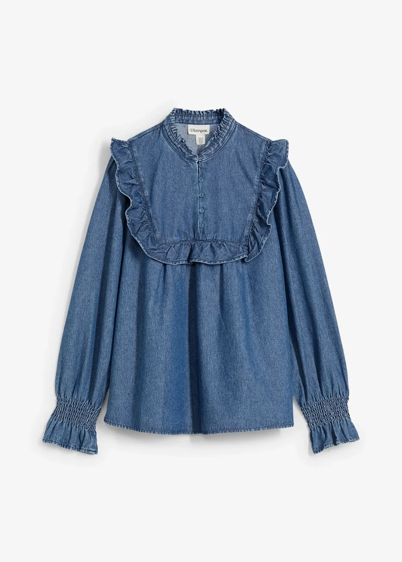 Femme bonprix Chemisiers|Blouse en jean à volants