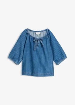 bonprix Blouse en jean, coton|Femme Chemisiers