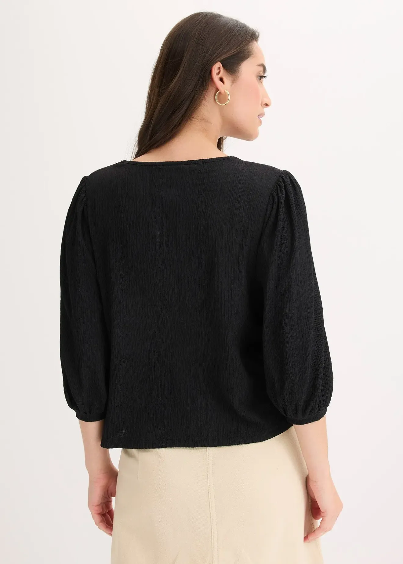 bonprix Blouse en jersey crêpe texturé|Femme T-Shirts & Tops