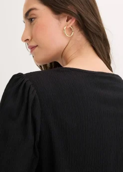 bonprix Blouse en jersey crêpe texturé|Femme T-Shirts & Tops