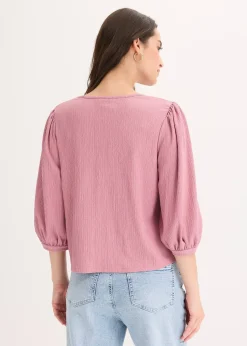 bonprix Blouse en jersey crêpe texturé|Femme T-Shirts & Tops