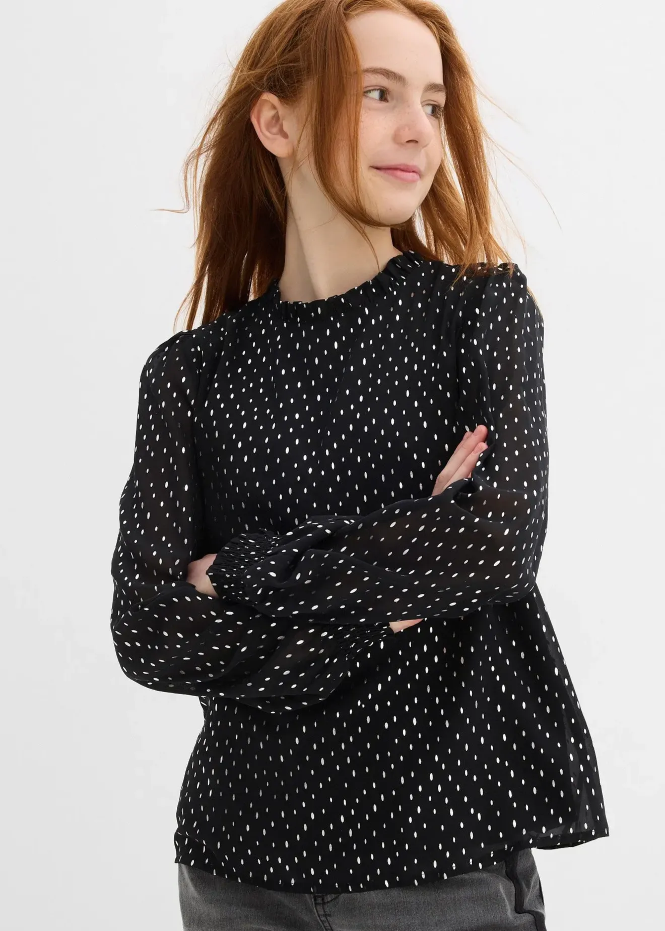 bonprix Blouse en mousseline à col volanté|Enfant Vêtements Enfant|Filles 9-16 Ans·T-Shirts & Chemisiers