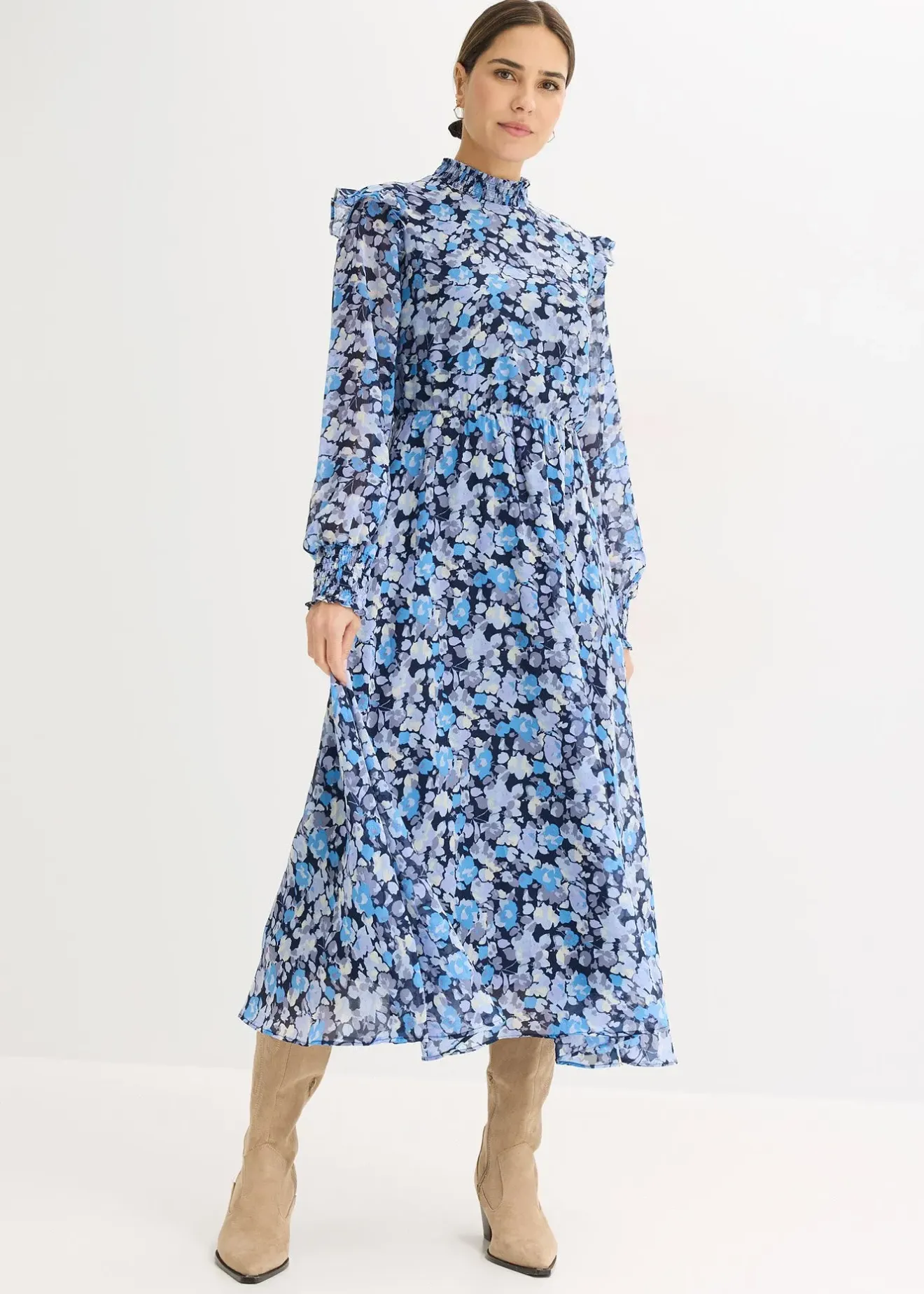 bonprix Blouse en mousseline à col montant|Femme Tailles Petite|Robes