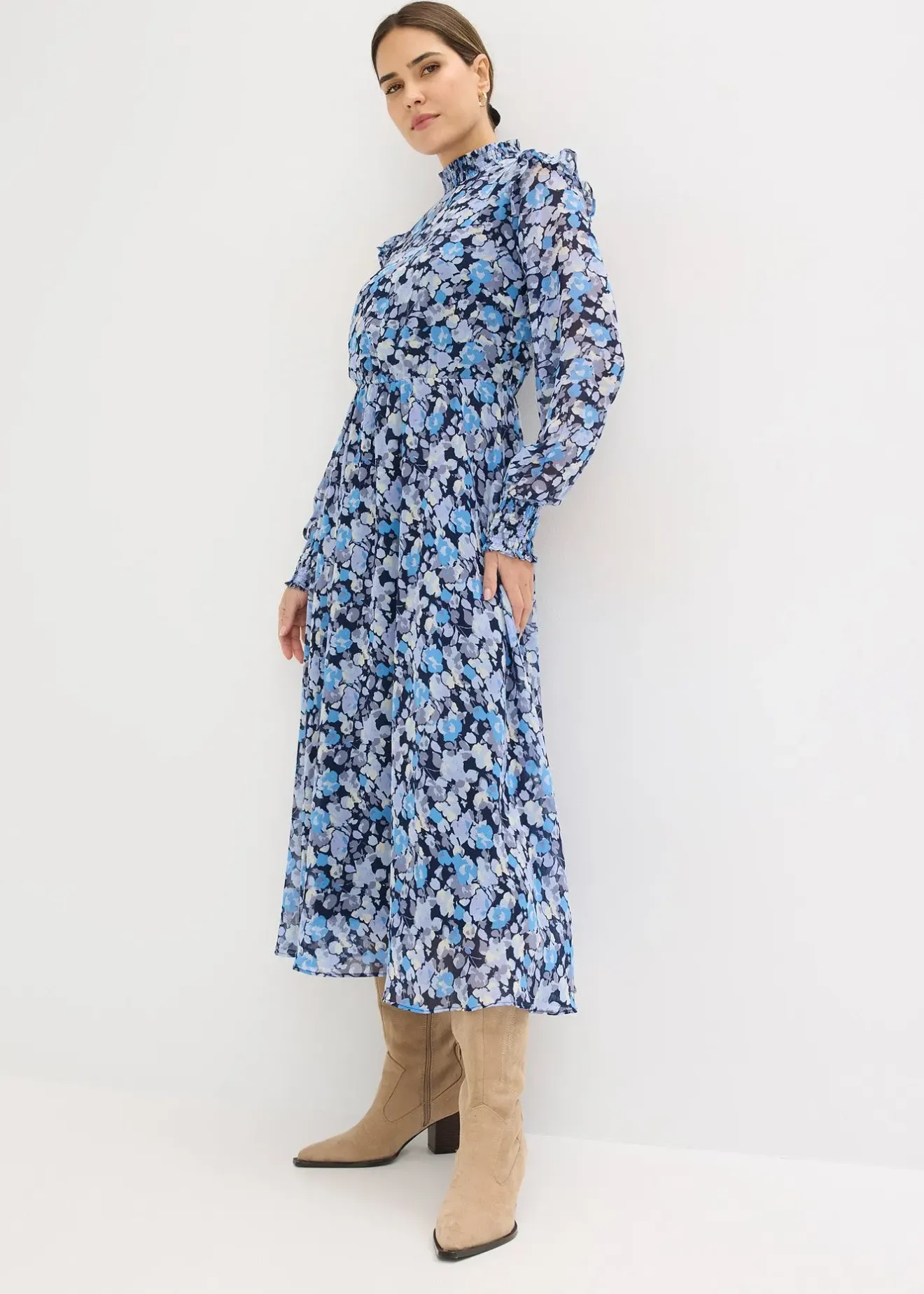 bonprix Blouse en mousseline à col montant|Femme Tailles Petite|Robes