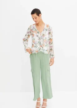 bonprix Blouse en mousseline à volants|Femme Chemisiers