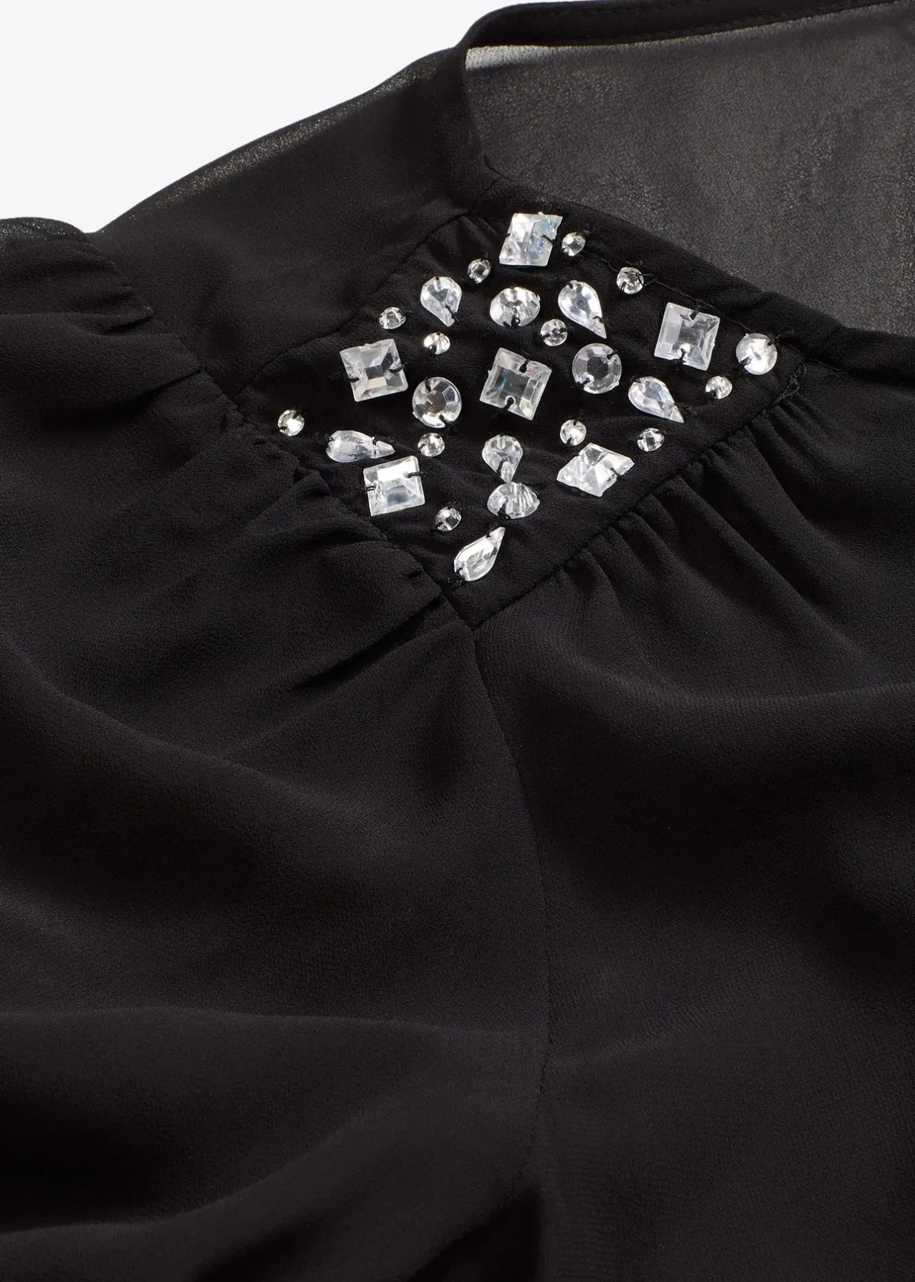 bonprix Blouse en mousseline avec strass sur les épaules|Femme Mode Festive|Chemisiers