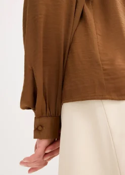 bonprix Blouse en satin avec galons en dentelle|Femme Chemisiers