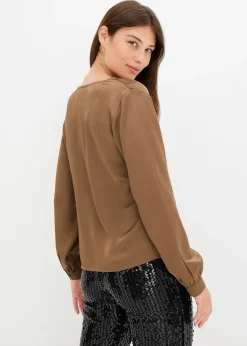 bonprix Blouse en satin fin|Femme Chemisiers