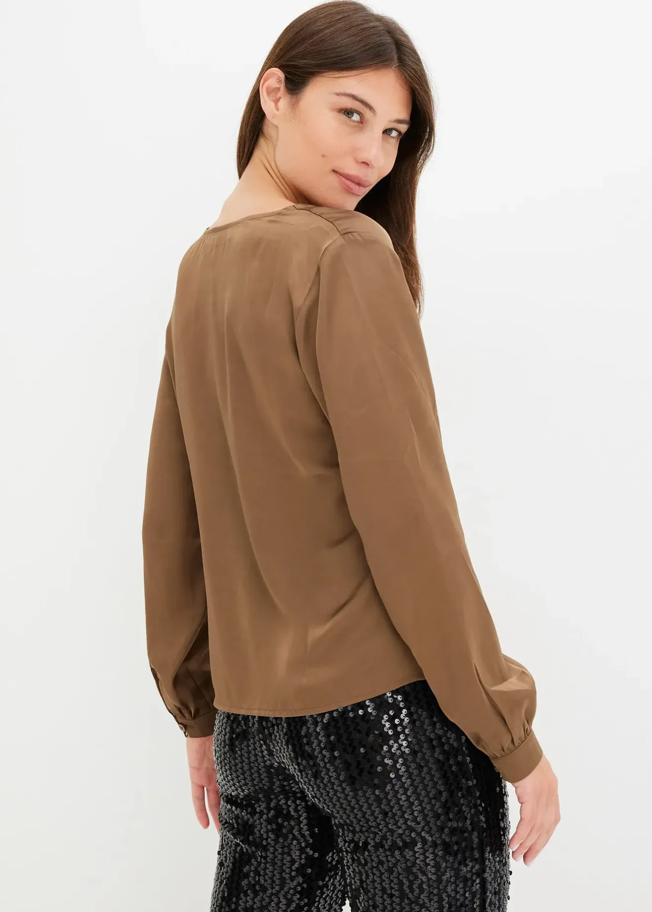 bonprix Blouse en satin fin|Femme Chemisiers