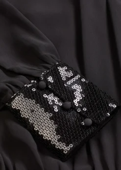 bonprix Blouse en tulle fin avec empiècements à sequins|Femme Mode Festive|Chemisiers