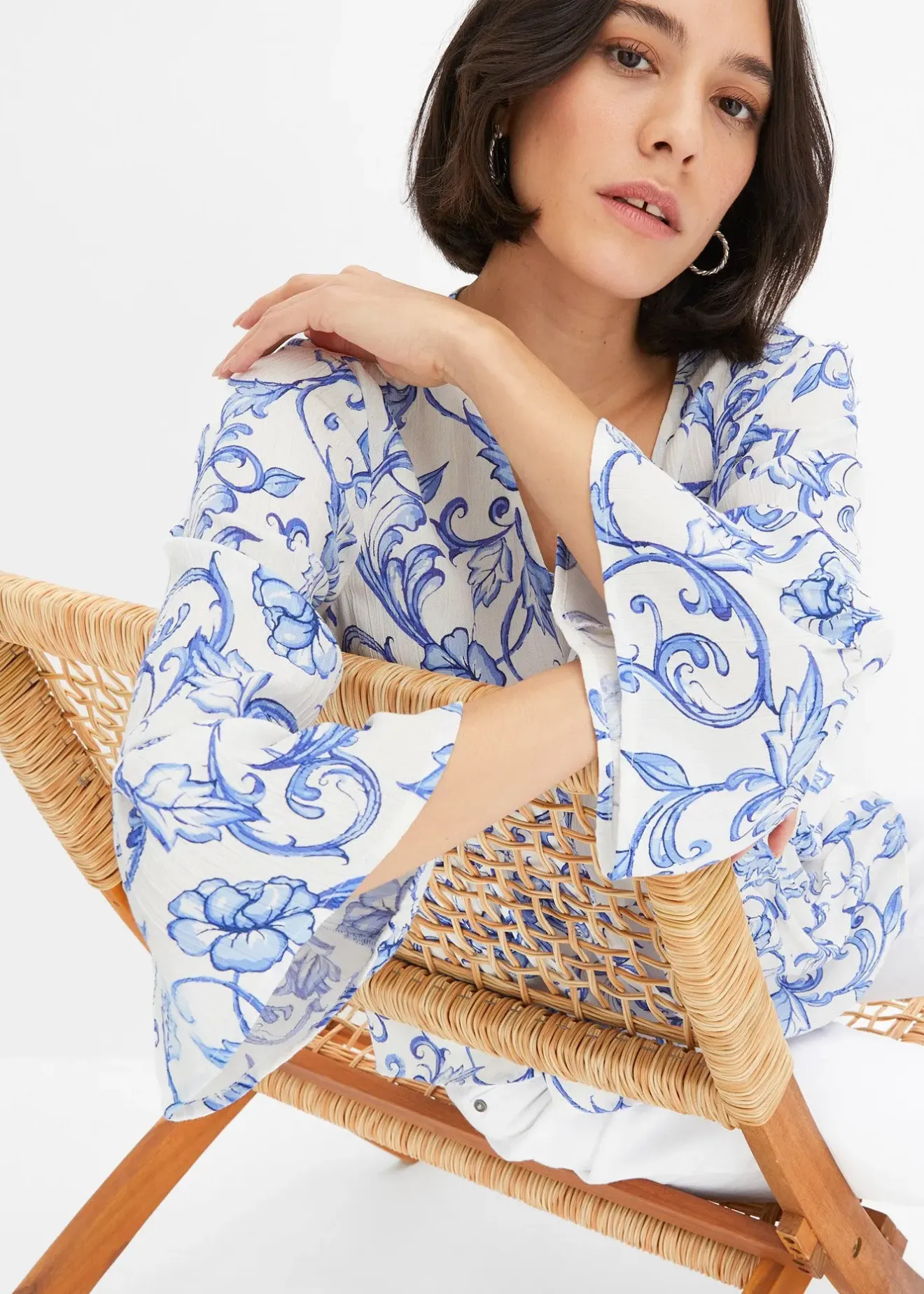 bonprix Blouse en viscose texturée|Femme Chemisiers