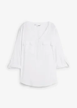 bonprix Blouse fluide à col en V et manches longues|Femme Chemisiers