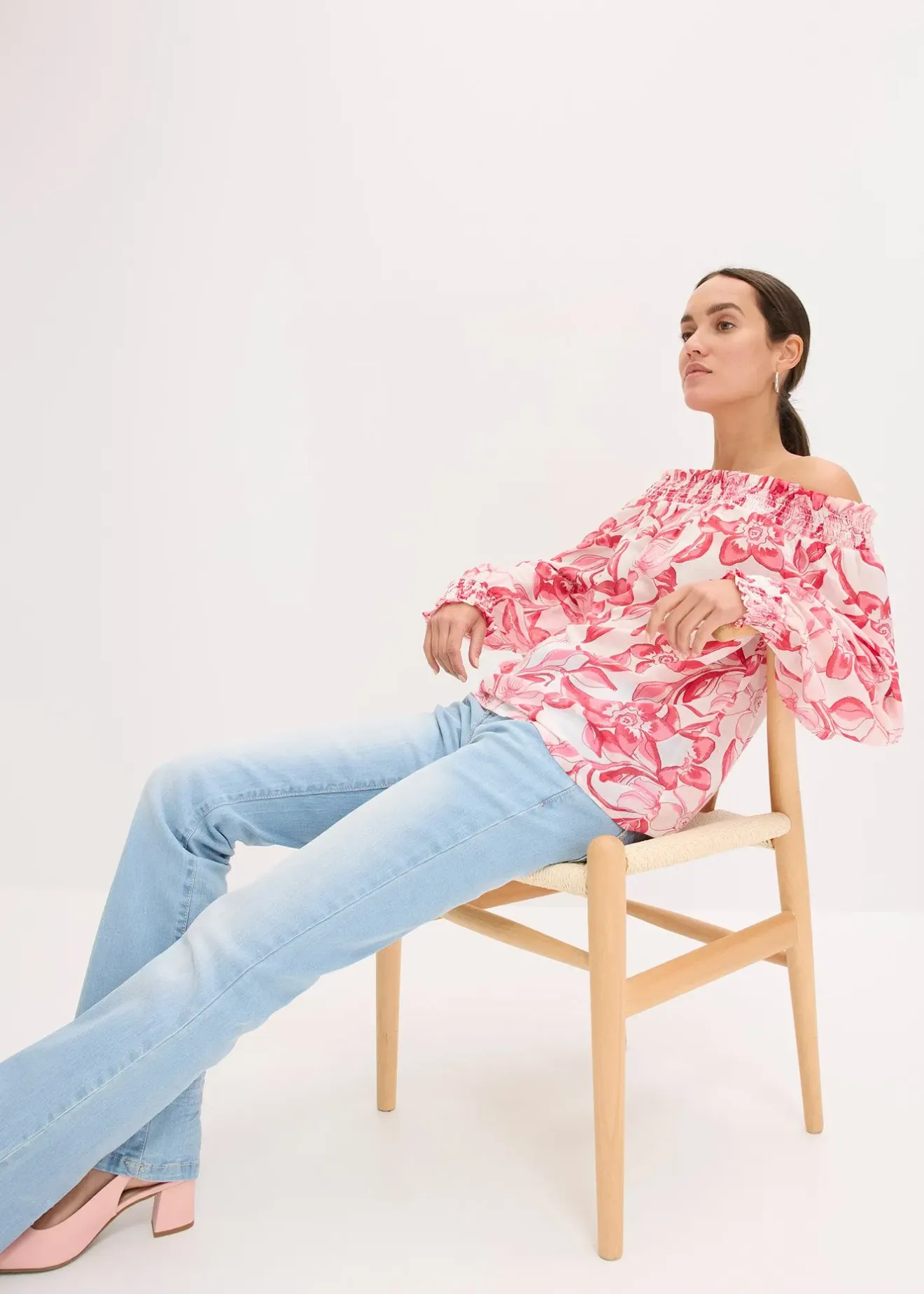 Femme bonprix Chemisiers|Blouse imprimée encolure bardot