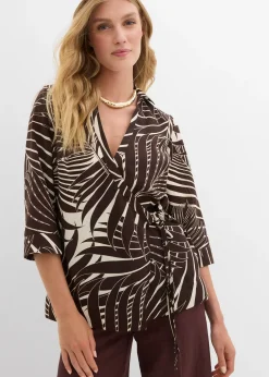 bonprix Blouse kimono aspect lin|Femme Chemisiers