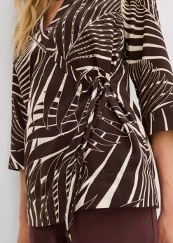 bonprix Blouse kimono aspect lin|Femme Chemisiers