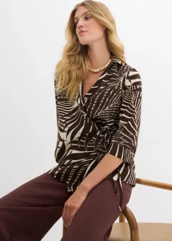 bonprix Blouse kimono aspect lin|Femme Chemisiers