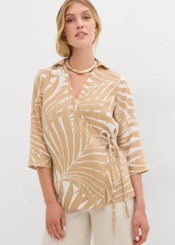 Femme bonprix Chemisiers|Blouse kimono aspect lin