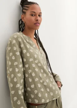 bonprix Blouse légère et oversize en gaze de coton|Femme Chemisiers