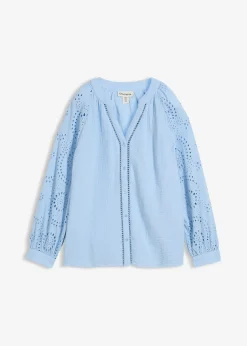bonprix Blouse longue en gaze de coton légère|Femme Chemisiers