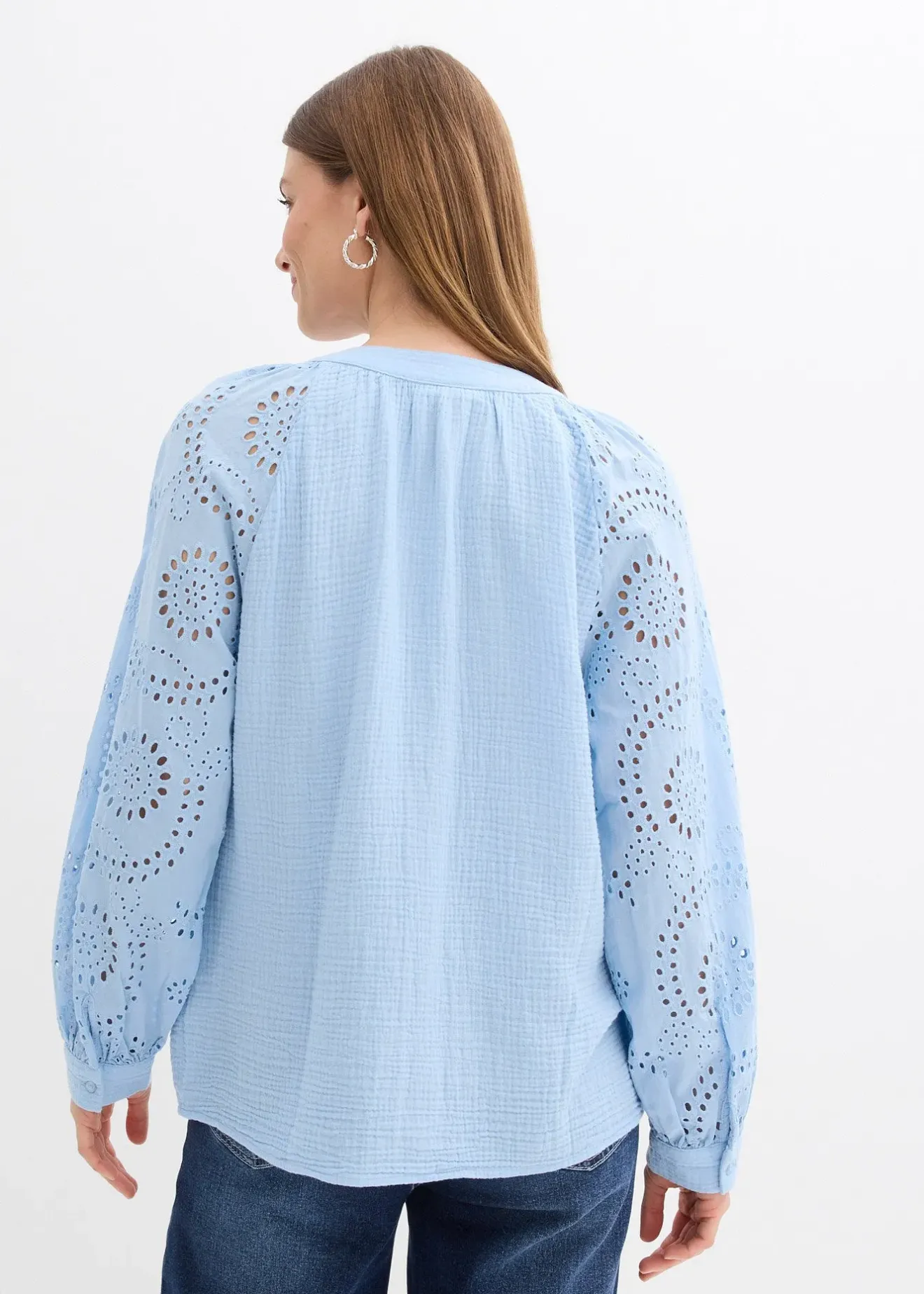 bonprix Blouse longue en gaze de coton légère|Femme Chemisiers
