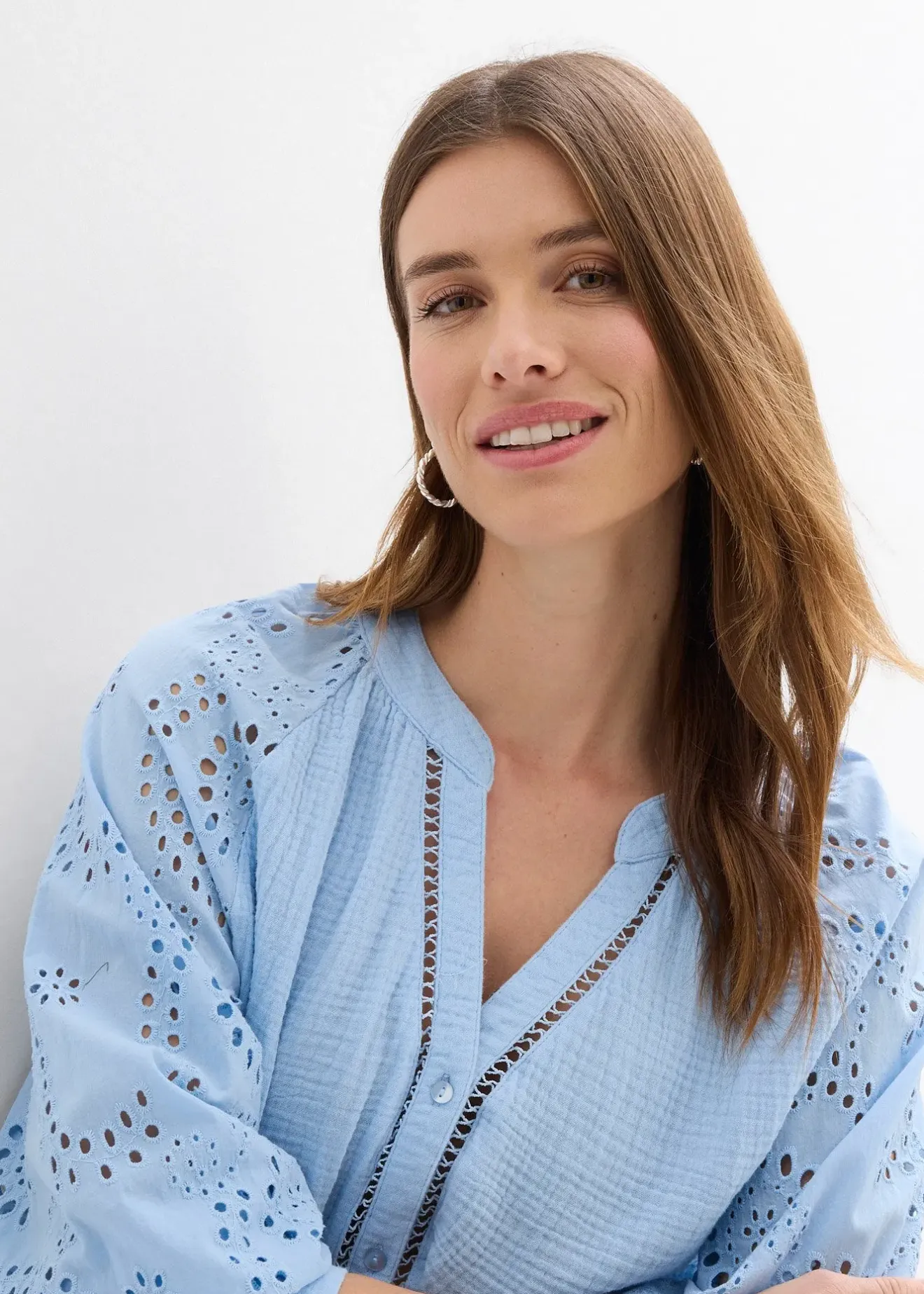 bonprix Blouse longue en gaze de coton légère|Femme Chemisiers