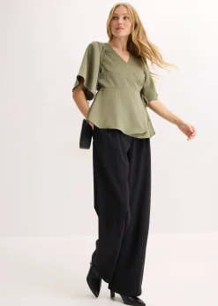 bonprix Blouse manches courtes à décolleté plongeant|Femme Chemisiers