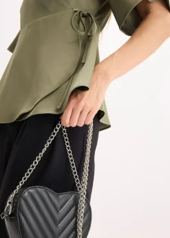 bonprix Blouse manches courtes à décolleté plongeant|Femme Chemisiers