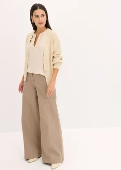 Femme bonprix Chemisiers|Blouse manches courtes ample en satin avec épaules descendues