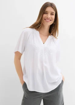 Femme bonprix Chemisiers|Blouse manches courtes, effet froissé
