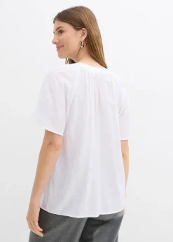 Femme bonprix Chemisiers|Blouse manches courtes, effet froissé