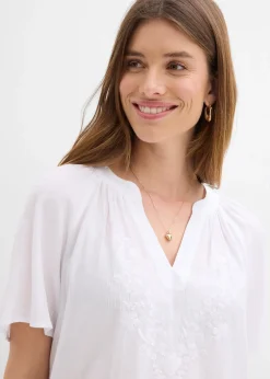 Femme bonprix Chemisiers|Blouse manches courtes, effet froissé