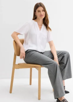 Femme bonprix Chemisiers|Blouse manches courtes, effet froissé