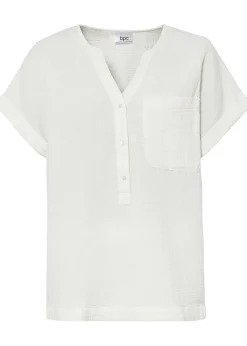 bonprix Blouse manches courtes en gaze de coton|Femme Chemisiers