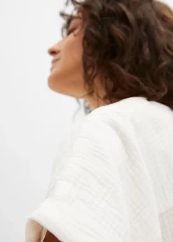 bonprix Blouse manches courtes en gaze de coton|Femme Chemisiers