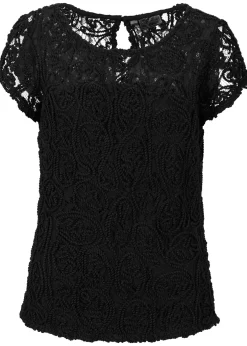 bonprix Blouse manches courtes en dentelle|Femme Chemisiers