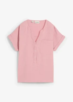 Femme bonprix Chemisiers|Blouse manches courtes en gaze de coton