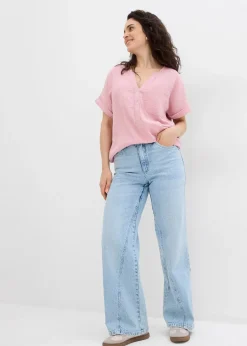 Femme bonprix Chemisiers|Blouse manches courtes en gaze de coton