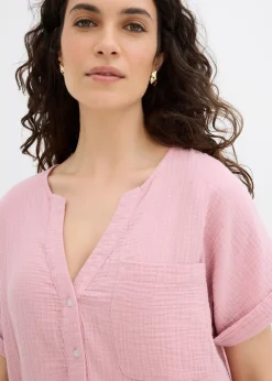 Femme bonprix Chemisiers|Blouse manches courtes en gaze de coton