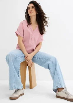 Femme bonprix Chemisiers|Blouse manches courtes en gaze de coton